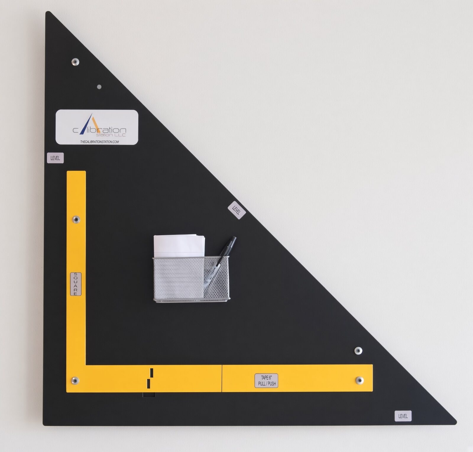 Calibration Station mounted on a shop wall