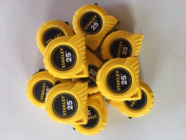 Stanley calibrated tape measure, 25ft, Lot of 10, NIST Traceable